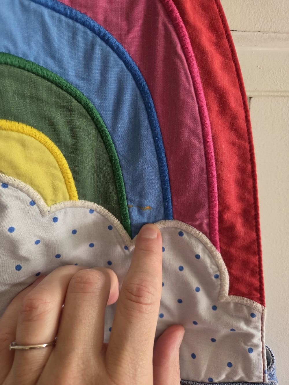 Girls Mini Boden Denim Rainbow Appliqué Overalls 11/12 - Picture 4 of 8